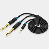 Cable Estéreo Vention Bacbg Jack 3.5 Macho 2x Jack 6.5 Macho 1.5m Negro