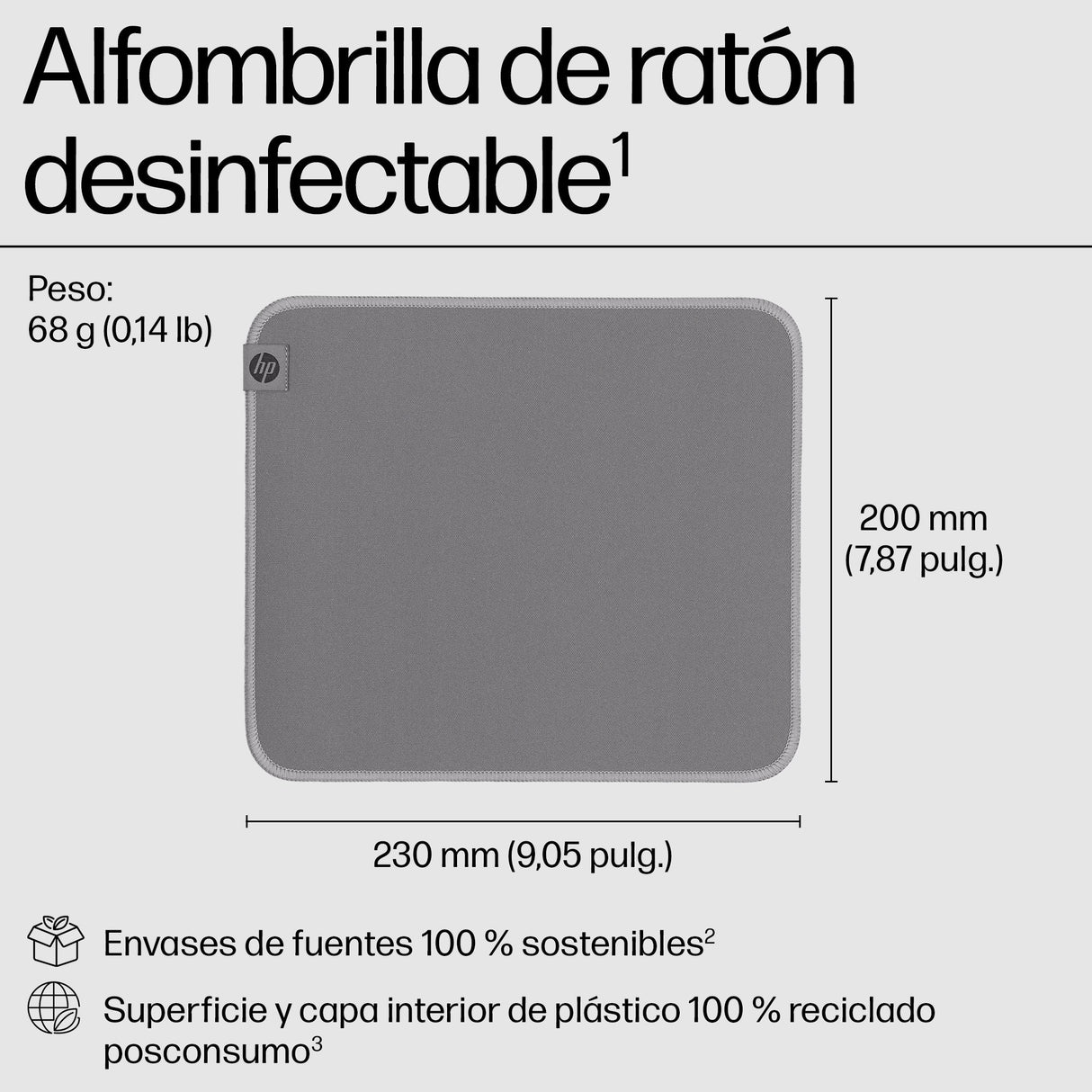 EAN 0197498446776 - HP 105 Sanitizable Mouse Pad Gris imagen 2