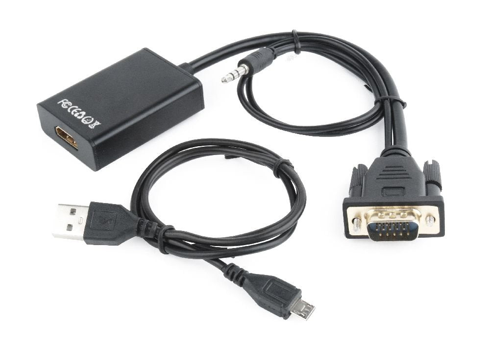 Gembird Adaptador Vga A Hdmi Con Audio Jack  3.5mm 0.15m Negro A-Vga-Hdmi-01