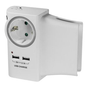 Logilink Usb-A Charger, 10.5 W, 2-Port, 2x Usb-A, 1x Cee 7 3, Charging Cradle, Blanco