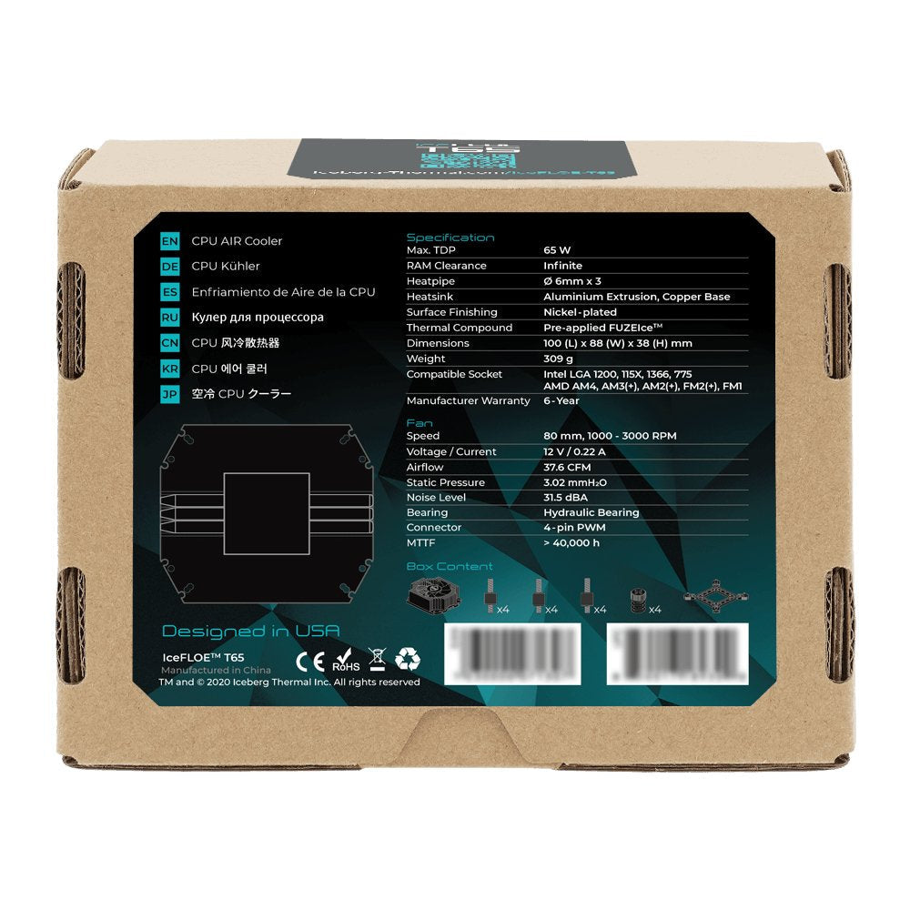 Iceberg Thermal Icefloe T65 Ventilador Cpu 80mm - Am4/Am5/Intel