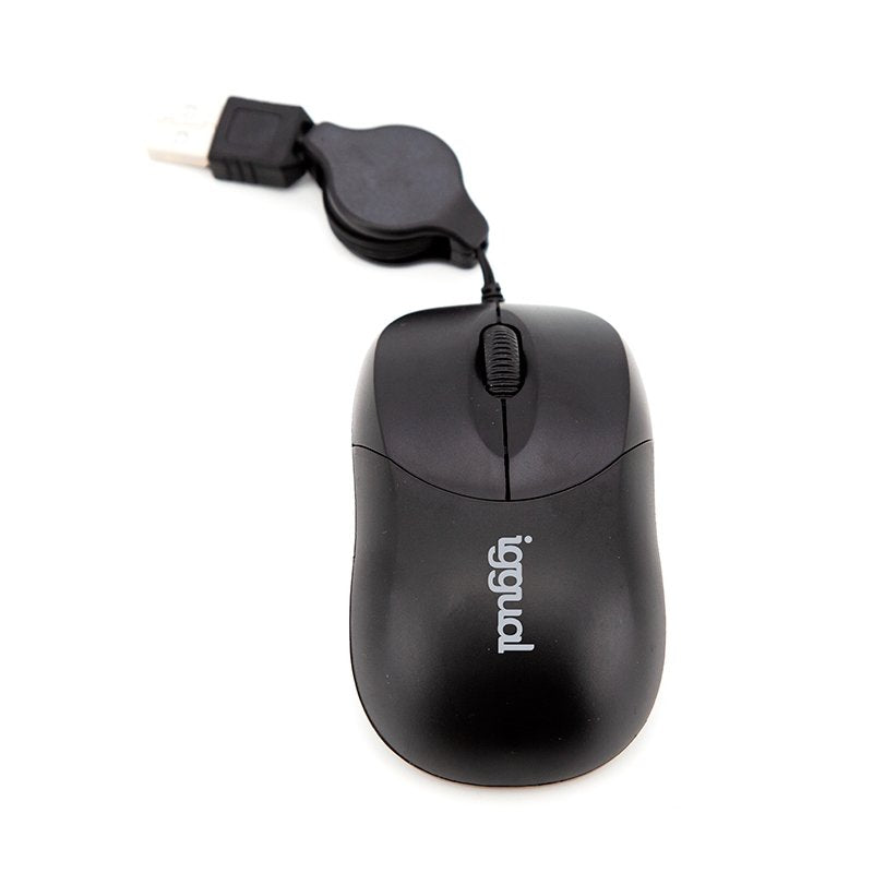 Iggual Ratón Retráctil Com-Basic-800dpi Negro