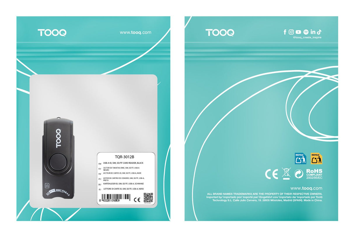 Lector Tarjetas Dnie, Sim, Sd/Tf, Usb-A Negro