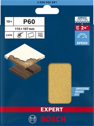 Bosch Hoja De Lija Expert C470, 115 X 107 Mm, Grano 60 2608900891