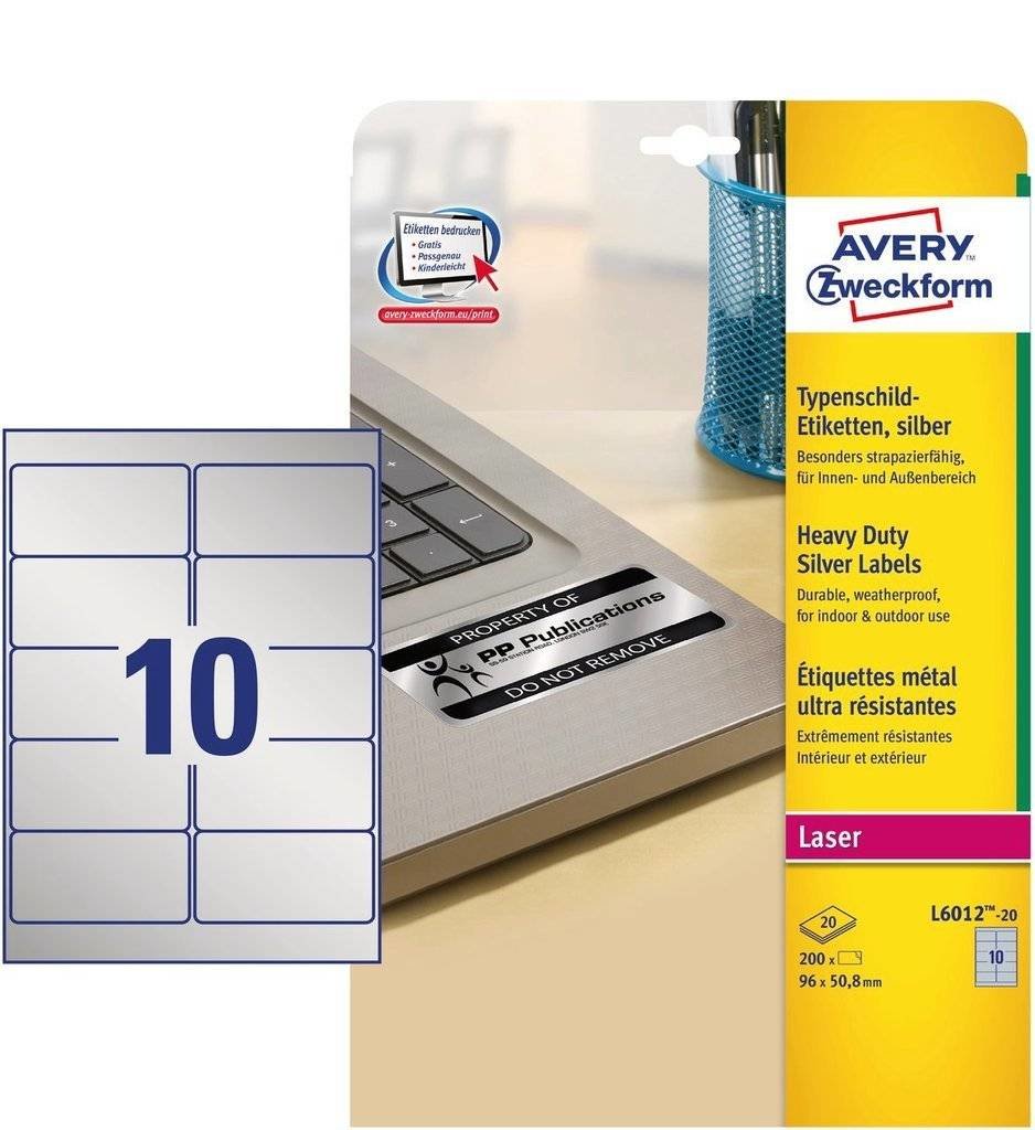 Avery Zweckform Tamaño A4 96 X 50,8 Mm Plateado