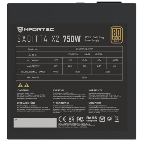 EAN 8435443722233 - Nfortec NF-PSU-SAGITTAX2-FM-750W unidad de fuente de alimentación 20+4 pin ATX ATX imagen 6