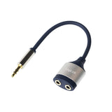 Audio Cable, 3.5 Mm 3-Pin M To 2x 3.5 Mm F, Metal, Azul, 0.18 M