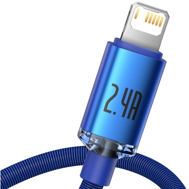 Baseus Lightning Crystal Shine Cable Series Fast Charging Data Cable 2.4a 1.2m Blue (Cajy000003)