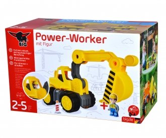 Big Power-Worker Excavadora + Figura, Vehículo De Juguete Amarillo/Gris 800054835