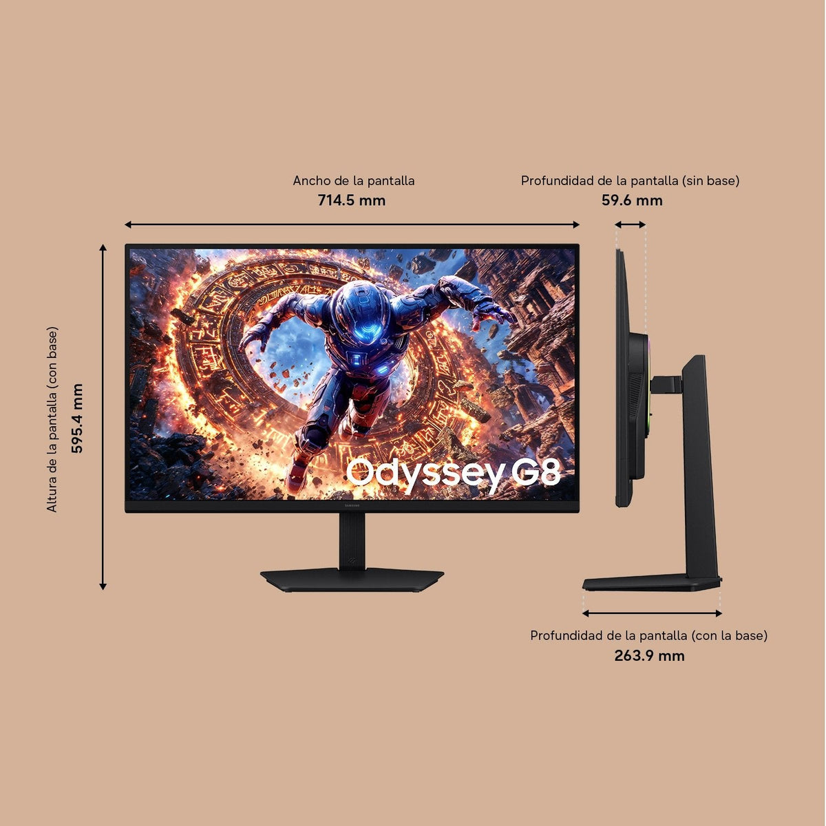 Monitor 32 Pulgadas Odyssey G80hs Ips 6144x3456 6k 16:9 2xhdmi 1xdp 2xusb 3.2 1ms 330/165hz Has+Piv Plano 2yd2d (Ls32hg802esxen)