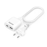 Hama Cargador Con Cable Integrado De 1.9m - 17.5w - Usb-C - Usb-A - Blanco