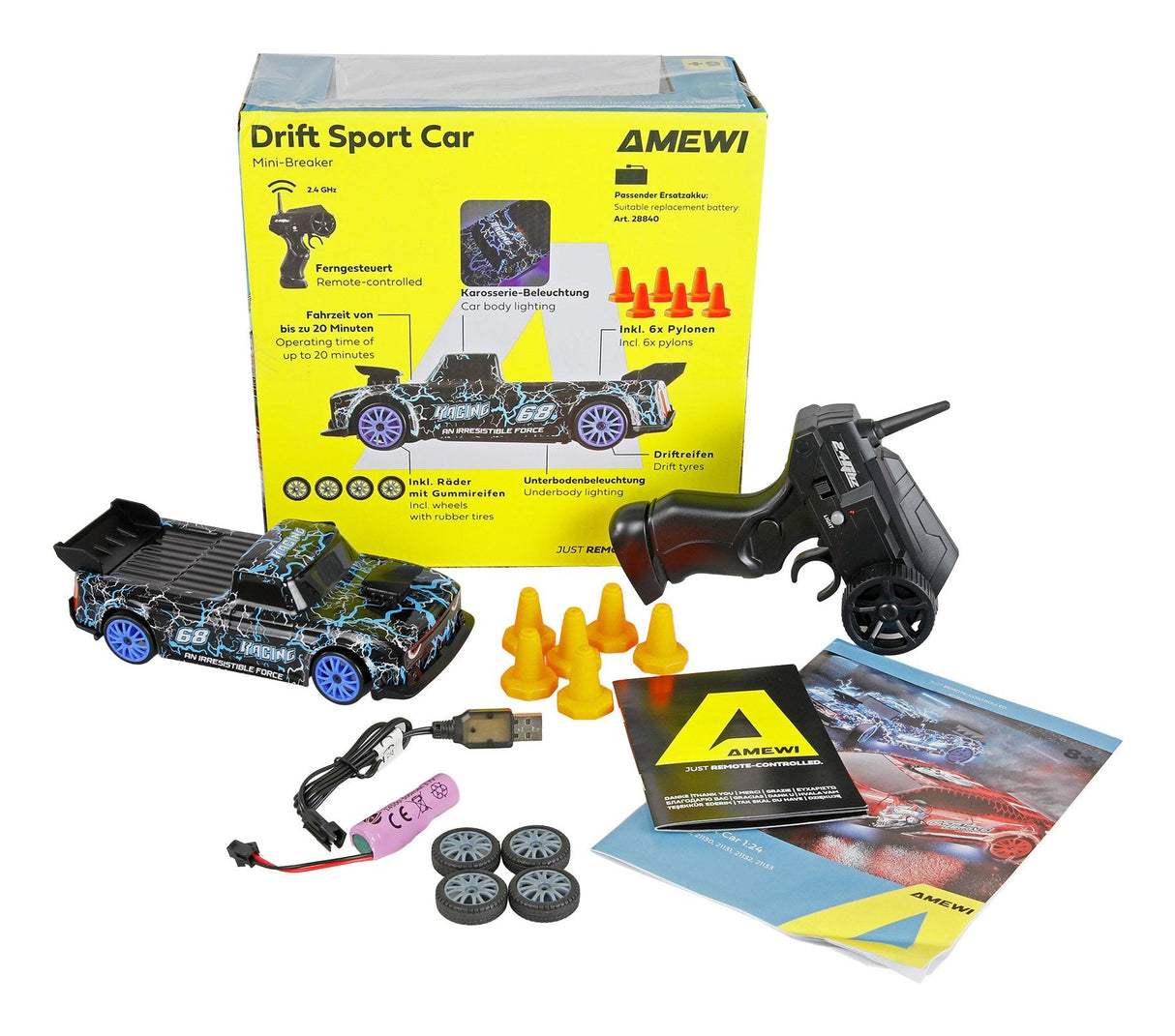 Amewi Drift Sport Car Mini-Breaker 4wd 1:24 Rtr Azul 6+