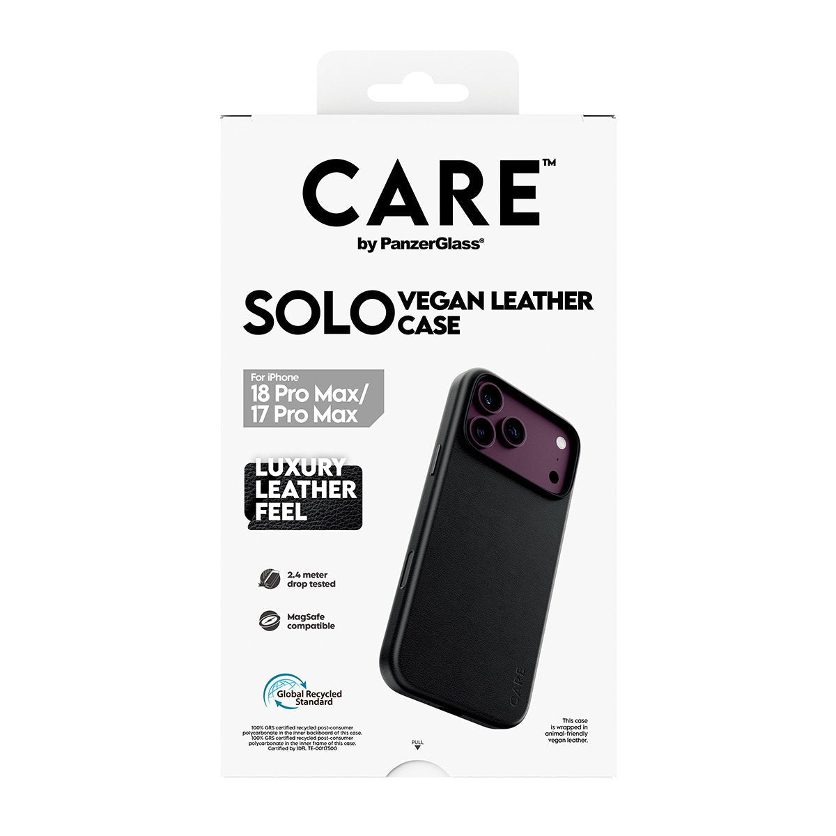 Panzerglass Care Solo Vegan Leather Case Negro Magsafe Iphone 18 Pro Max/17 Pm