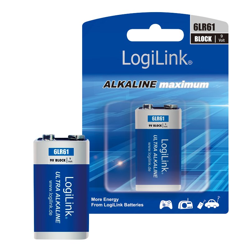 Logilink - Ultra Power 6lr61 Alkaline Batteries, Block, 9v