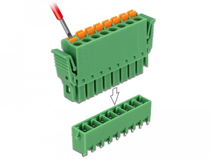 Delock 65974 Bloque De Terminales Fijado Para Pcb 8 Pin 3,81 Mm Paso Vertical