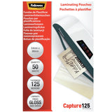 Fellowes Glossy 125 Micron 50pcs Card Laminating Pouch - 54x86 Mm