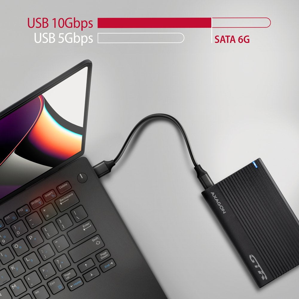 EAN 8595247906779 - Axagon EE25-GTR USB-C 3.2 Gen 2 - SATA 6G 2.5\" externes Festplattengehäuse geriffelt Carcasa de disco du imagen 6