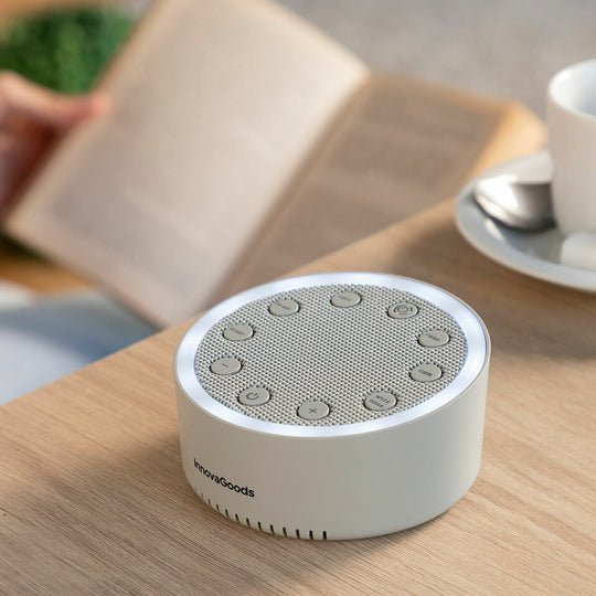 Innovagoods Slewel Maquina De Ruido Blanco - Autonomia 60min - Relajacion Con Luz Y Sonido - Bateria 400mah -