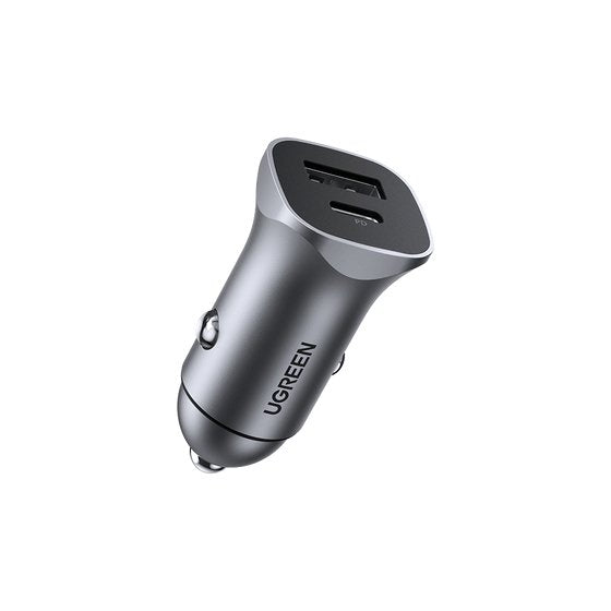 Cargador Rápido Para Coche Ugreen Usb-C Pd+Usb-A Qc 24w Gris