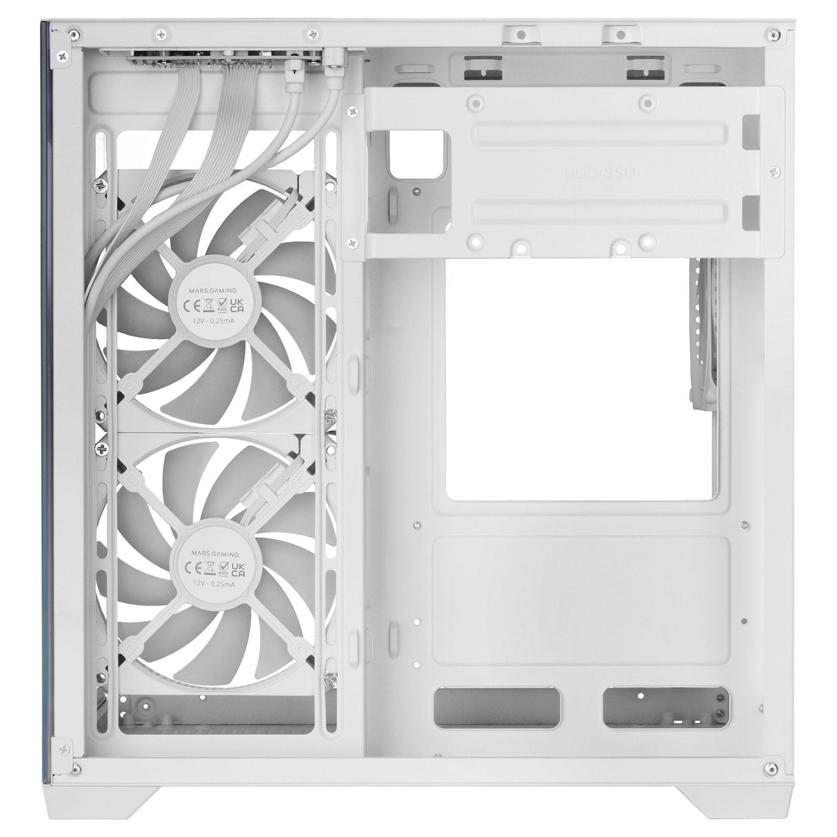 Caja Pc Micro Atx Mars Gaming Mc-View3w Gpu Max 330mm Cristal Templado Panoramico Argb Usb-C Blanca