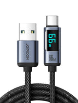 Joyroom Cable Prism Series 66?W Usb-A A Usb-C 1,2?M Con Pantalla Led (Negro)