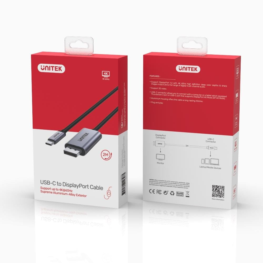 Unitek Cable Usb-C - Dp 1.2 4k@60hz,1,8m, V1409a
