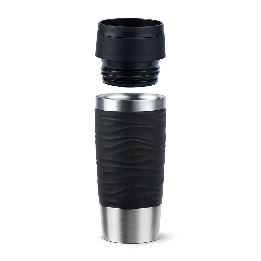 Taza Térmica Emsa Travel Mug  Waves Negro/Acero Inoxidable, 0,36 Litros N2021200