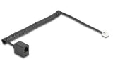 Delock Telefoncable   Spiralcable Rj11 Stecker Zu Rj11 Buchse Schwarz 2 M