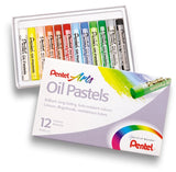 Pentel Oil Pastels Pack De 12 Pasteles Oleo - Blandos, Cremosos Y De Secado Lento - Colores Surtidos