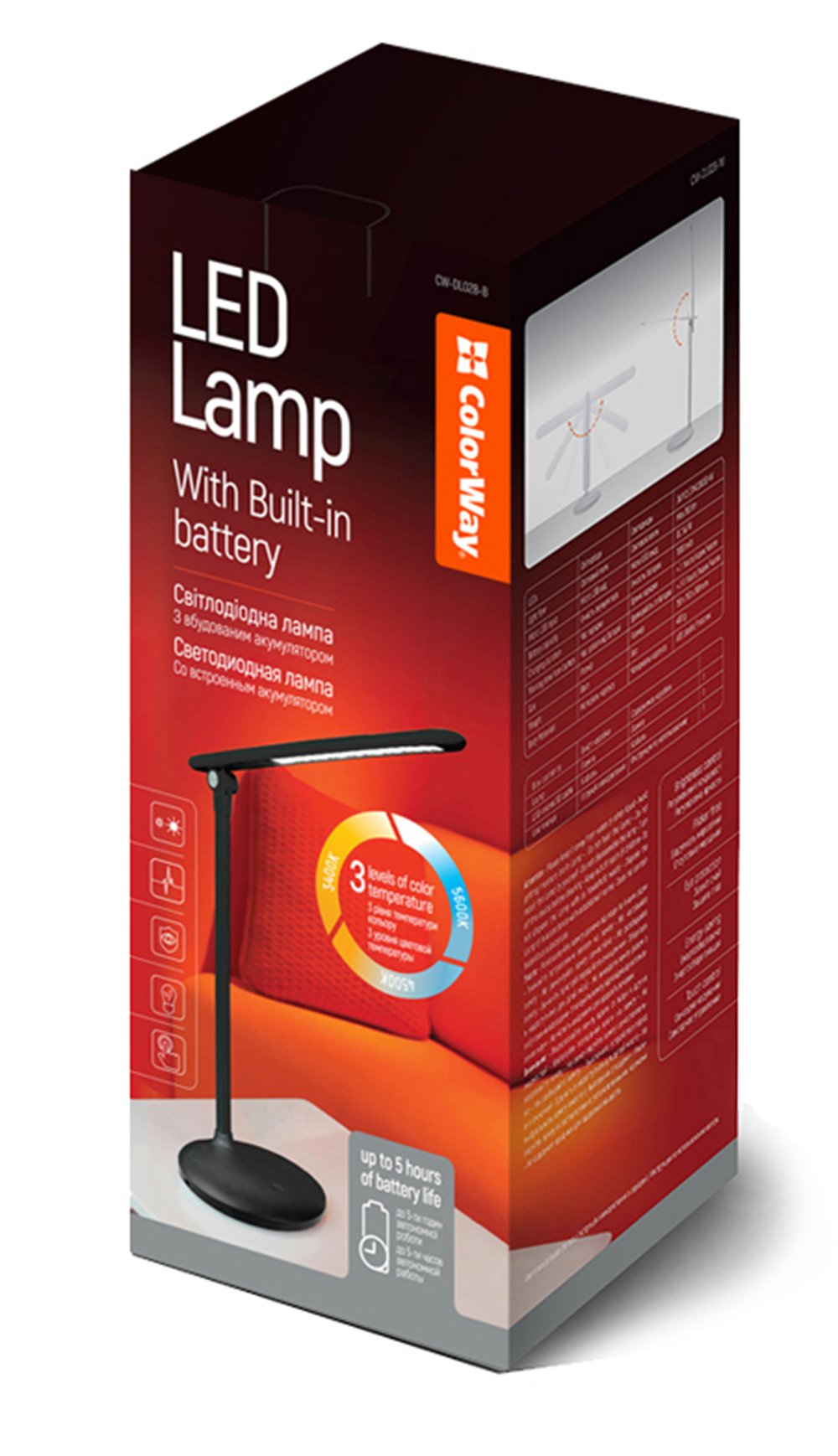 Colorway Cw-Dl02b-B Lámpara De Mesa 4 W Led Negro