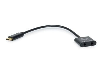 Cable Adaptador Usb-C A Audio Dac 2 Jack 3.5mm Hembra Para Auricular Y Microfono