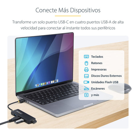 EAN 0065030912136 - StarTech.com H5C4A-USB-HUB hub de interfaz USB 3.2 Gen 1 (3.1 Gen 1) Type-C 5000 Mbit/s Negro imagen 12