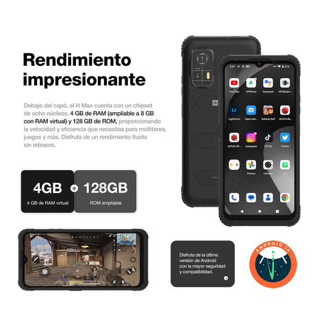 EAN 6934663606450 - AGM H Max 16,7 cm (6.56") SIM doble Android 14 4G USB Tipo C 4 GB 256 GB 10000 mAh Negro imagen 7