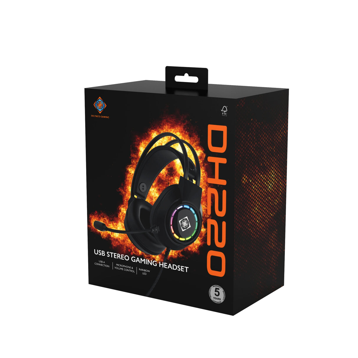 Deltaco Dh220 Gaming Headset Usb Stereo Rgb Schwarz