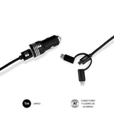 Cargador De Coche Subblim  Sub-Chg-4cc002/ 2 Usb + Cable Usb 3 En 1/ 2.4a/ Negro