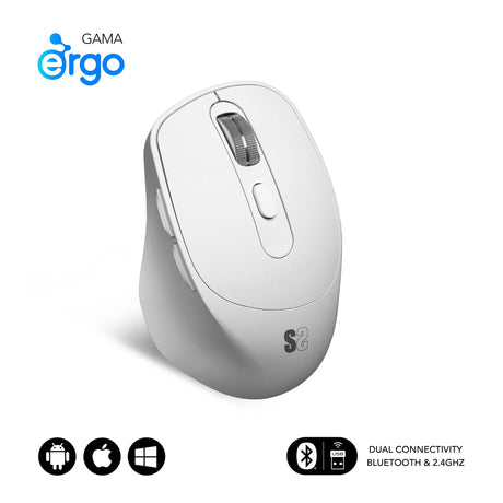 EAN 8436586743024 - SUBBLIM RATON OPTICO DUAL COMFORT ERGO DUAL BATERIA BLANCO ratón Universal mano derecha Bluetooth + USB T imagen 1