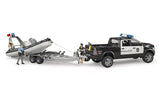 Camioneta De Policía Bruder Ram 2500, Módulo L+S, Remolque Con Bote (Negro/Blanco, Incl. 2 Figuras)