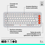 Teclado Esoañol Logitech Pop Icon Keys  Inalámbrico Bluetooth Le Qwerty Español Blanco Apagado Naranja