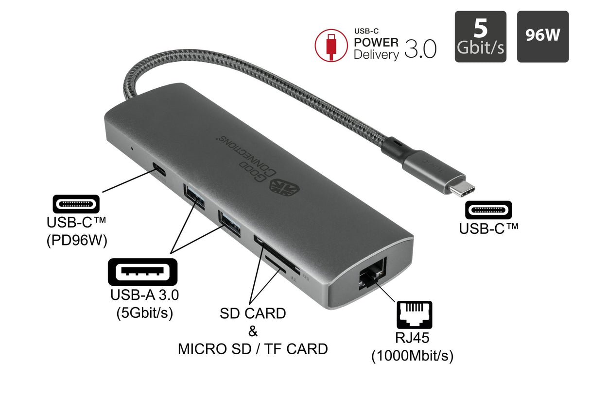 EAN 4014619881529 - Alcasa HUB-C001A hub de interfaz USB Tipo C 5000 Mbit/s Antracita imagen 2