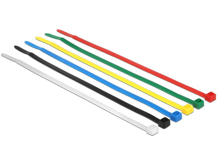 Delock 18626 Presilla Nylon 100 Piezas Negro, Azul, Verde, Rojo, Transparente, Amarillo 200 Pieza(S)