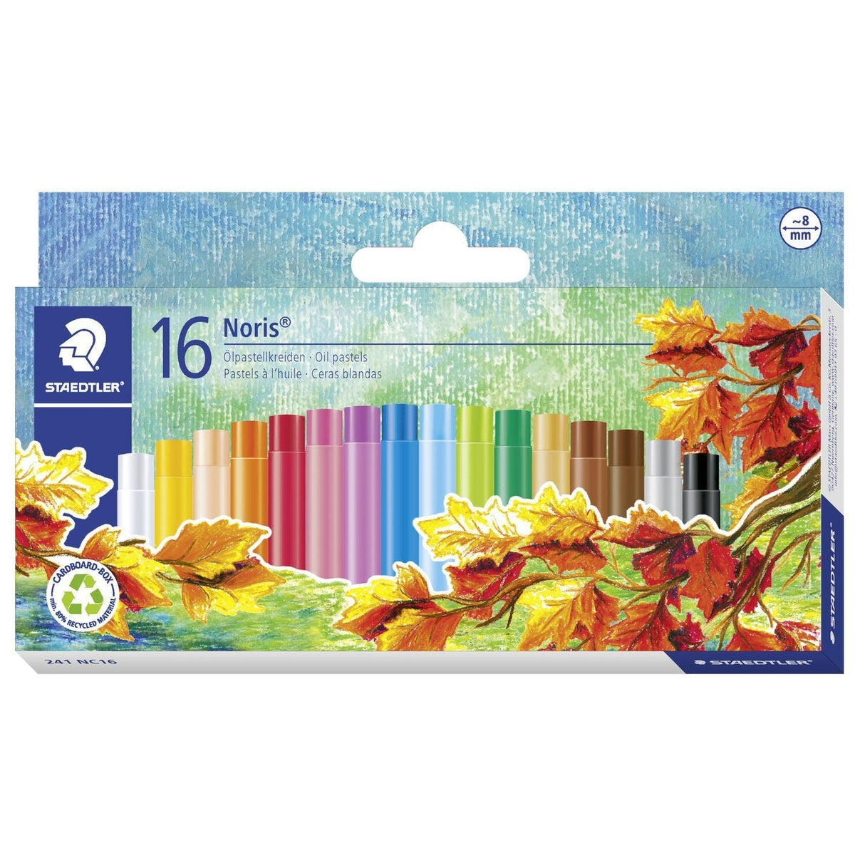 Staedtler Noris 241 Pack De 16 Ceras Blandas - Diametro 8mm - Resistencia A La Rotura - Colores Surtidos