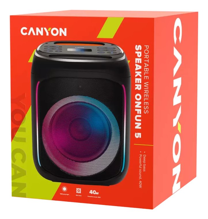 Altavoz Canyon Bluetooth Onfun 5 Partybox 40w Rgb Negro