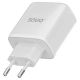 EAN 5905106070221 - Savio LA-12 cargador de dispositivo móvil Universal Blanco Corriente alterna Carga rápida Interior imagen 2