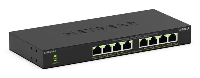 Netgear Gs308lp, Switch Negro, Switch Poe+ Con 8 Puertos Gs308lp-100eus