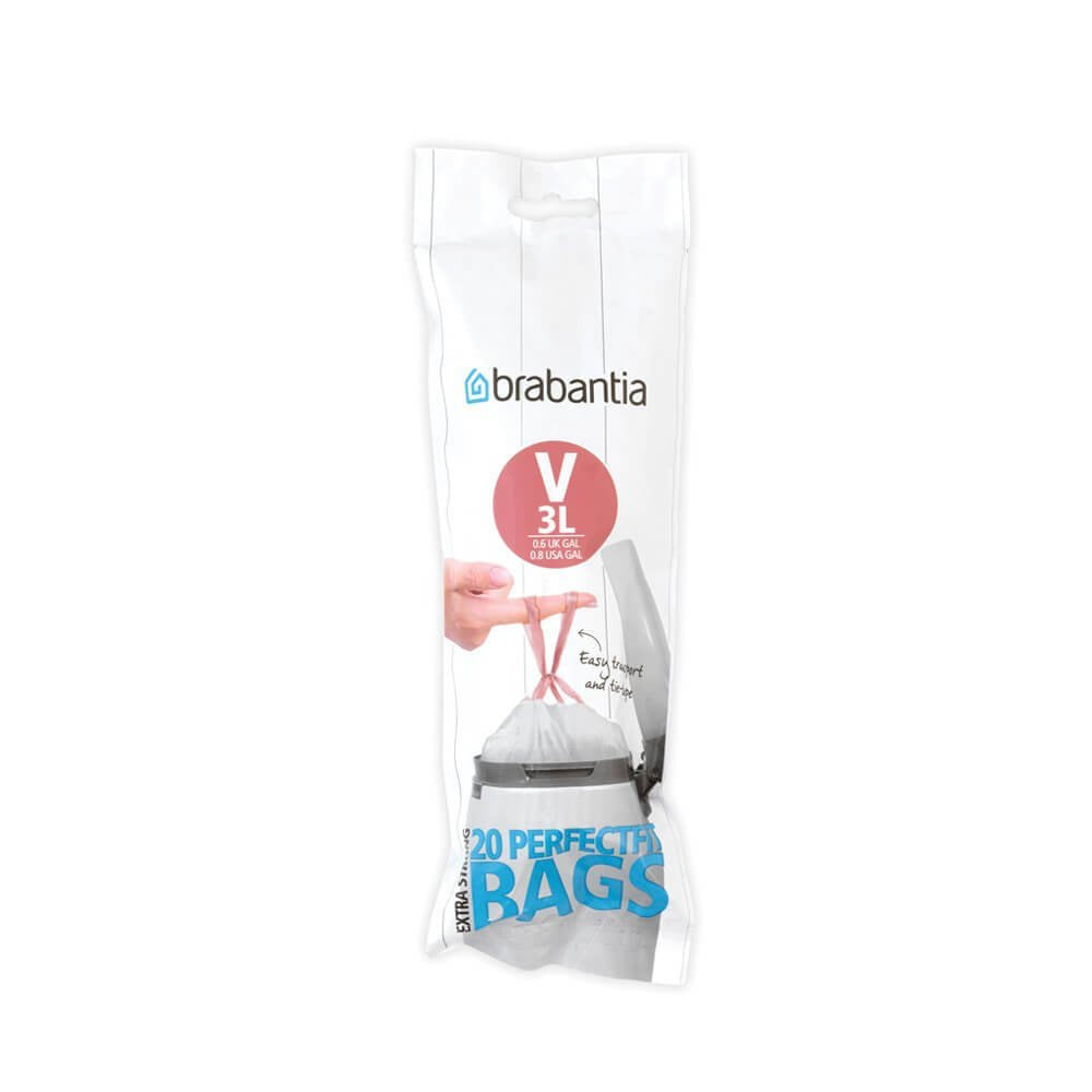 Brabantia Perfectfit Bin Liner Type V, 3 L, 20 Bags
