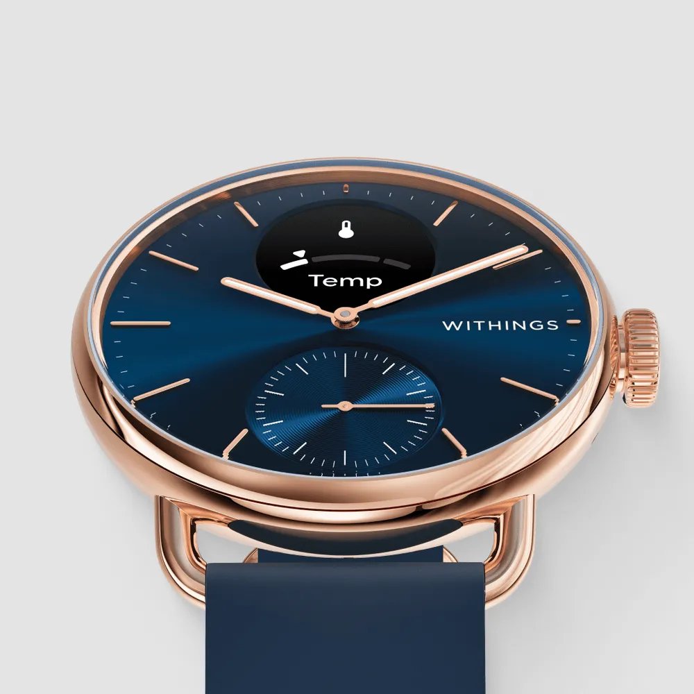 Withings Scanwatch 2 38mm Oro Rosa Azul Ekg, Blutsauerstoffgehalt, Schlafüberwachung
