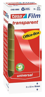 Tesa Film Cinta Adhesiva Transparente Officebox Rollo 19mm X 33m Pack 8u