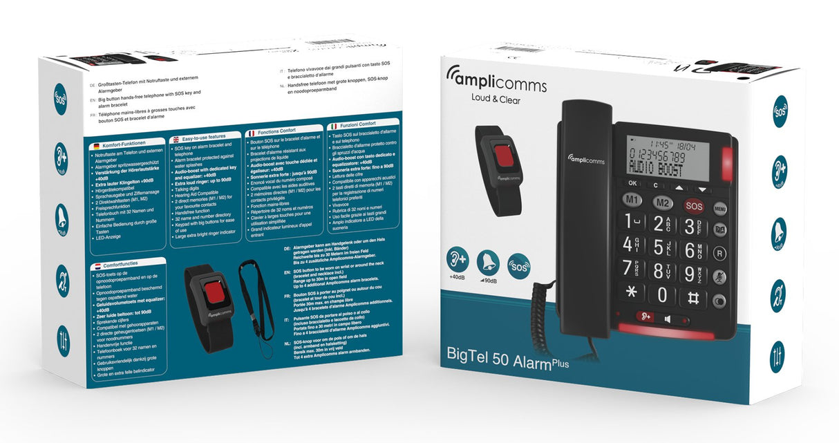 EAN 3700601424096 - amplicomms BigTel 50 Alarm Plus Teléfono analógico Identificador de llamadas Gris Oscuro imagen 5