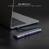Docking Tipo-C Nanocable 10.16.4608 2xusb 3xusb Tipo-C 1xhdmi 4k 1xjack 3.5 1xusb Tipo-C Pd Gris