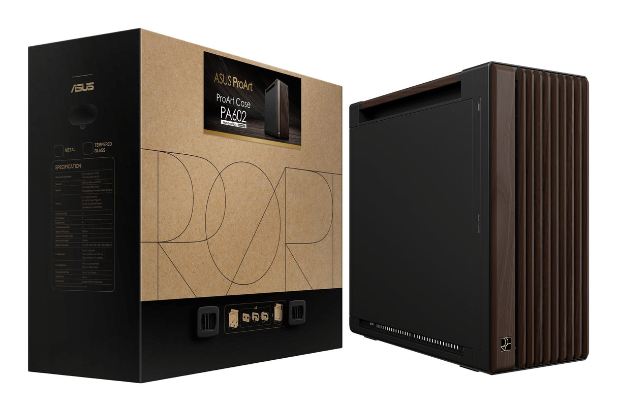 Caja  Pc Asus Geh Proart Pa602 Walnut Wood Metal Pwm Modern Negro